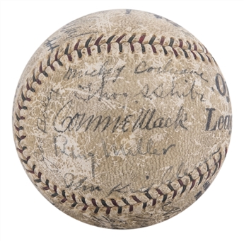1930 World Series Champion Philadelphia Athletics Team Signed Baseball With 22 Signatures Including Cochrane, Grove, Mack, Foxx & Collins (JSA)